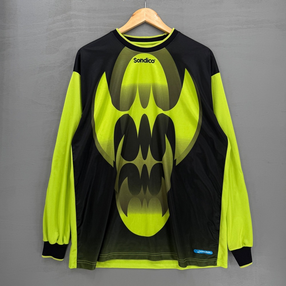 Sondico Y2K Goalkeeper Jersey‎ Neon Green Black Graphic Padded Elbows Large